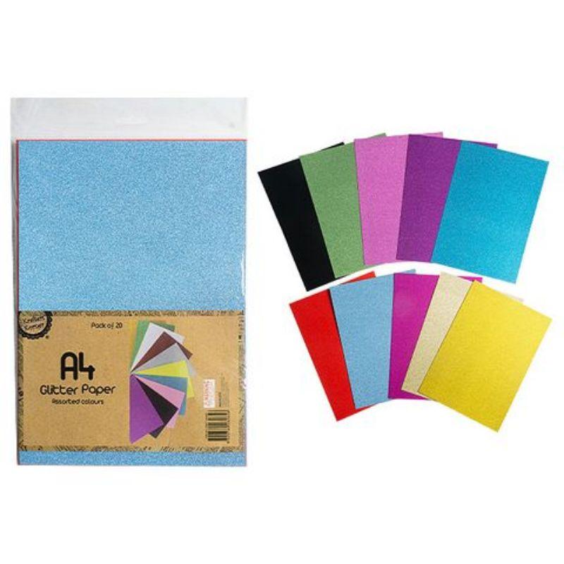 20 Pack Glitter Papers A4 The Base Warehouse