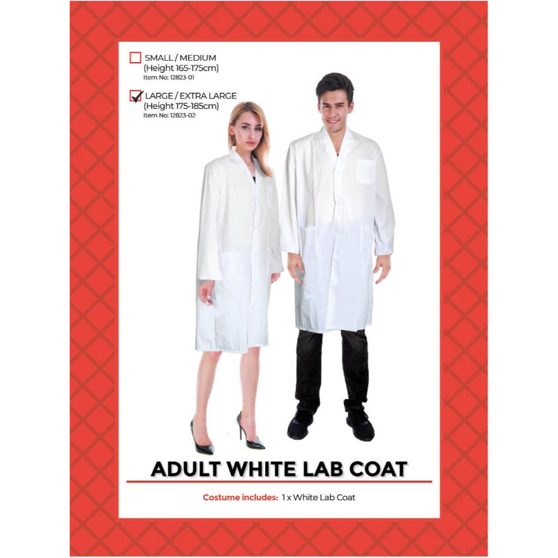 Adults White Lab Coat Costume L/XL The Base Warehouse