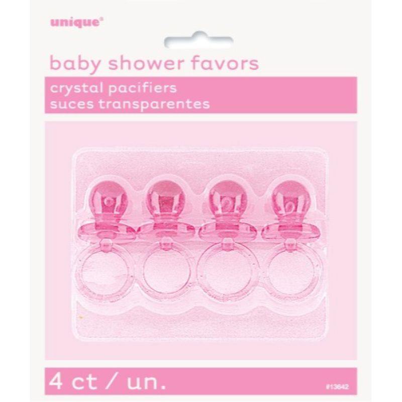 4 Pack Crystal Pink Pacifiers - 5cm - The Base Warehouse