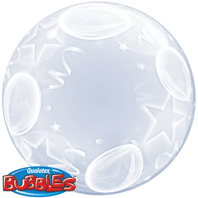 Stars And Streamers Bubble Balloon - 60cm - The Base Warehouse