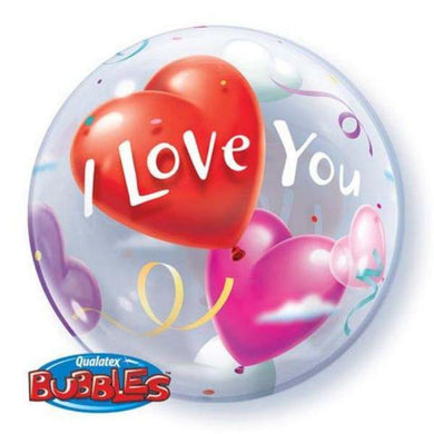 I Love You Heart Bubble Balloon - 55cm - The Base Warehouse