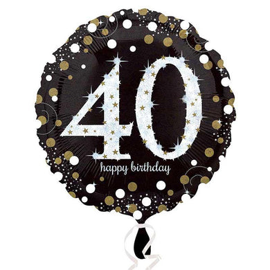 40th Birthday White Holographic Foil Balloon - 45cm - The Base Warehouse