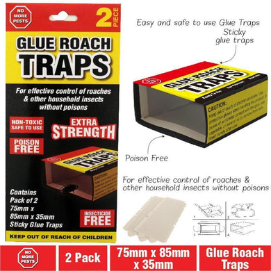 2 Pack Glue Roach Traps - 75mm x 85mm x 35mm - The Base Warehouse