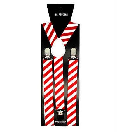 Red & White Diagonal Stripe Suspenders - The Base Warehouse