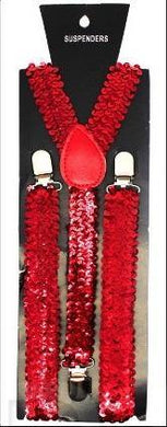 Red Sequin Suspenders - The Base Warehouse