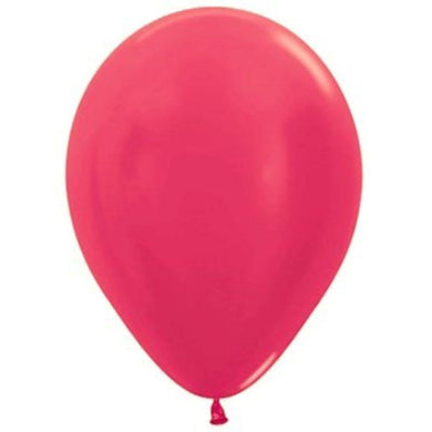 50 Pack Metallic Fuchsia Latex Balloons - 12cm - The Base Warehouse