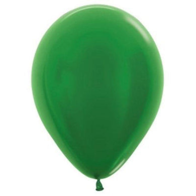 50 Pack Metallic Green Latex Balloons - 12cm - The Base Warehouse