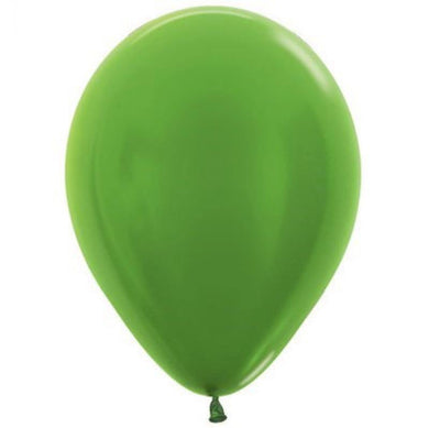 25 Pack Metallic Lime Green Latex Balloons - The Base Warehouse