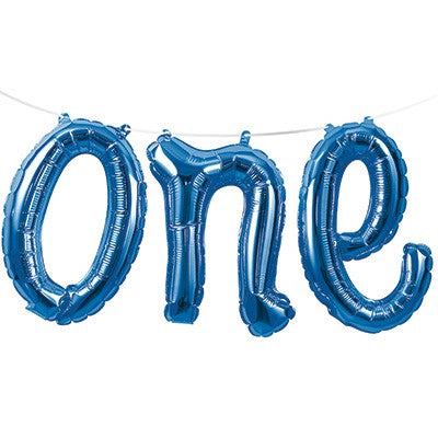 Blue One Foil Balloon with Ribbon - 30cm