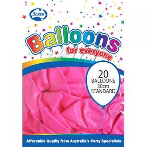 20 Pack Pink Latex Balloons - 30cm