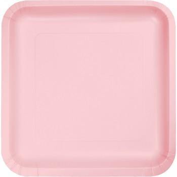 24 Pack Classic Pink Square Paper Dinner Plates - 23cm - The Base Warehouse
