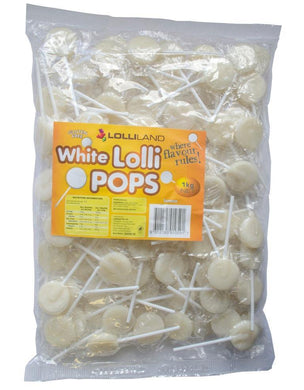 White Flat Round Lollipops - 1kg - The Base Warehouse