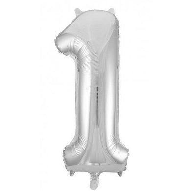 Silver Decrotex Number 1 Foil Balloon - 86cm - The Base Warehouse