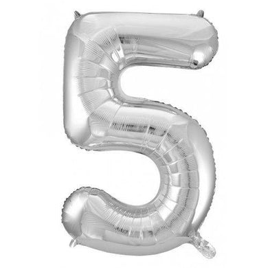 Silver Decrotex Number 5 Foil Balloon - 86cm - The Base Warehouse