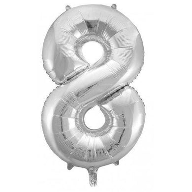 Silver Decrotex Number 8 Foil Balloon - 86cm - The Base Warehouse