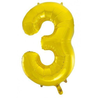 Gold Decrotex Number 3 Foil Balloon - 86cm - The Base Warehouse