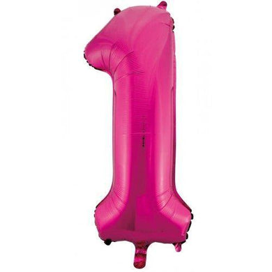 Hot Pink Decrotex Number 1 Foil Balloon - 86cm - The Base Warehouse