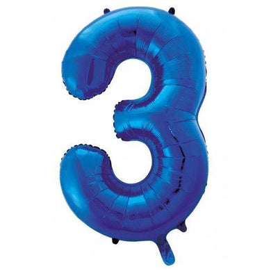 Blue Decrotex Number 3 Foil Balloon - 86cm - The Base Warehouse