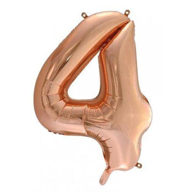 Rose Gold Decrotex Number 4 Foil Balloon - 86cm - The Base Warehouse