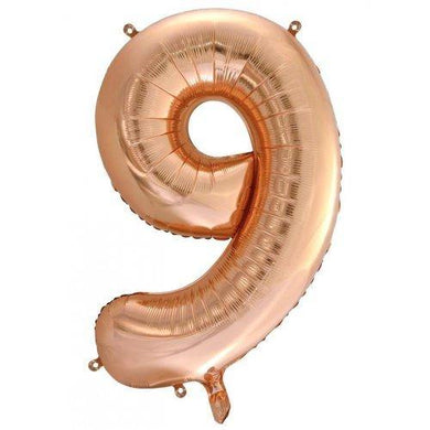 Rose Gold Decrotex Number 9 Foil Balloon - 86cm - The Base Warehouse