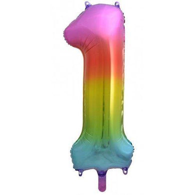 Rainbow Splash Decrotex Number 1 Foil Balloon - 86cm - The Base Warehouse