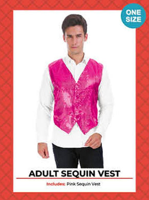Mens Hot Pink Sequin Vest - The Base Warehouse