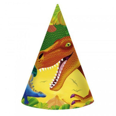 8 Pack Prehistoric Party Paper Cone Hat - The Base Warehouse