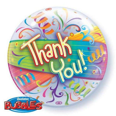 Thank You Streamers Bubble Balloon - 55cm - The Base Warehouse