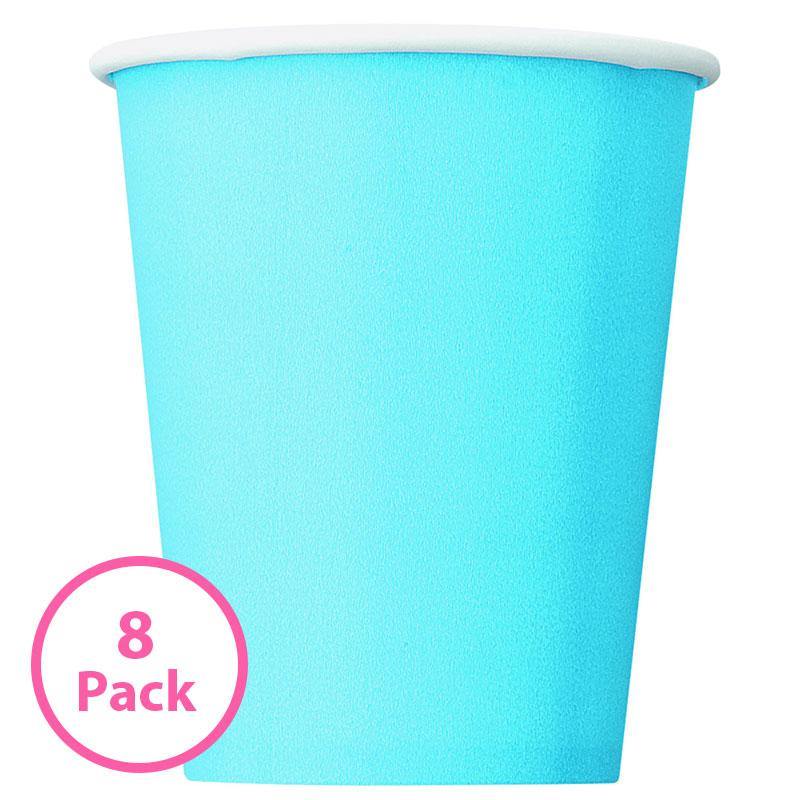 8 Pack Powder Blue Paper Cups - 270ml - The Base Warehouse