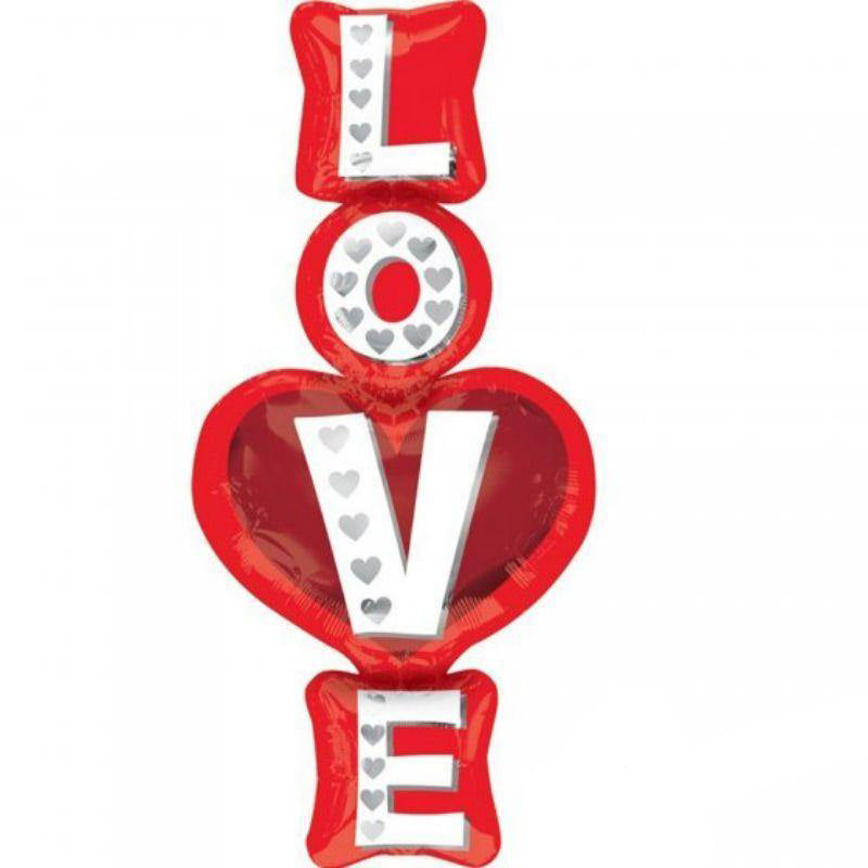 SuperShape Love Stacked Hearts Foil Balloon - 50cm x 99cm