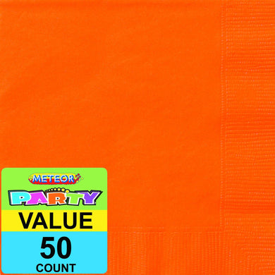 50 Pack Pumpkin Orange Luncheon Napkins - 33cm x 33cm - The Base Warehouse
