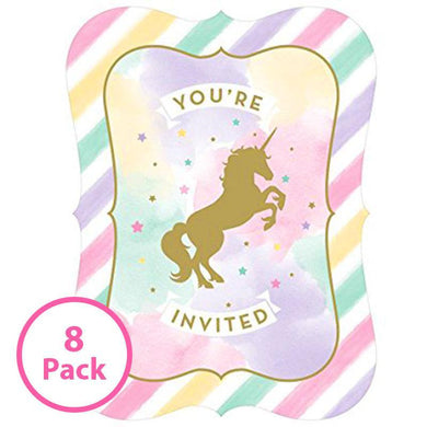 8 Pack - Unicorn Postcard Style Party Invitations - The Base Warehouse