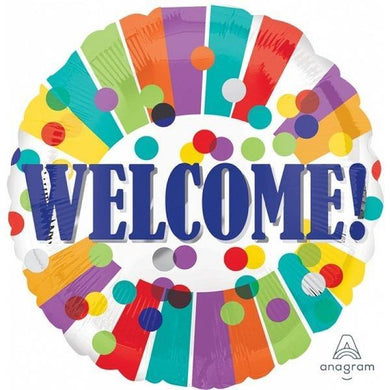 Welcome Dots & Stripes Foil Balloon - The Base Warehouse