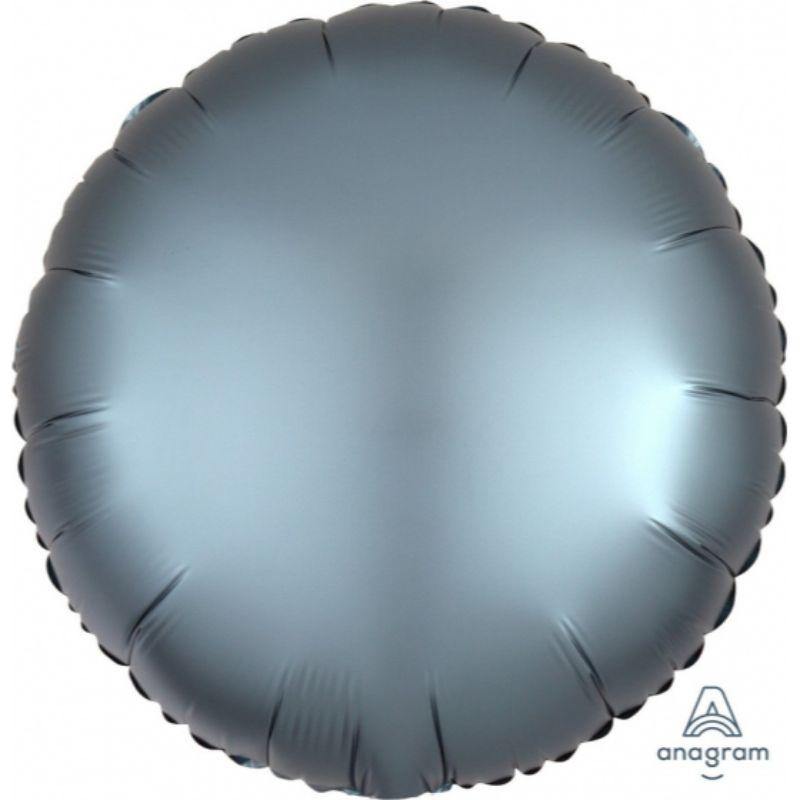 Satin Luxe Steel Blue Circle Foil Balloon - 45cm - The Base Warehouse