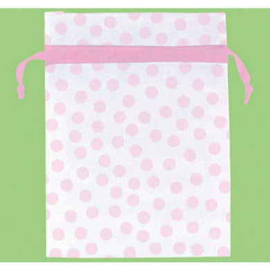 12 Pack Pink Baby Girl Dots Organza Bags - The Base Warehouse