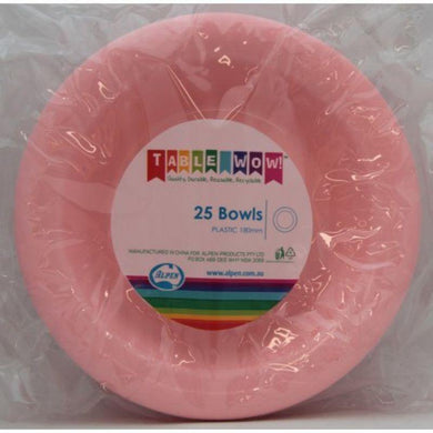 25 Pack Light Pink Bowls - 18cm - The Base Warehouse