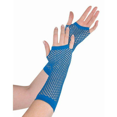 Blue Long Fishnet Gloves - The Base Warehouse