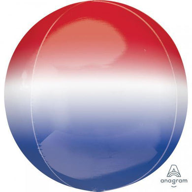 Orbz Ombre Red, White & Blue Foil Balloon - 38cm x 40cm - The Base Warehouse