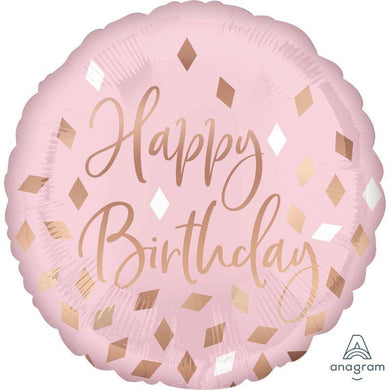 Blush Happy Birthday Foil Balloon - 45cm - The Base Warehouse