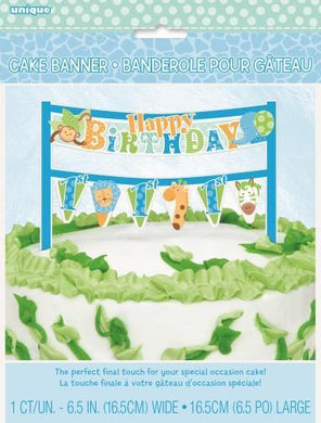 1st Birthday Blue Safari Cake Banner - 16.5cm - The Base Warehouse