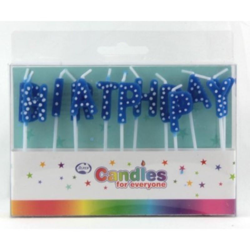 Blue Polkadots Happy Birthday Candles