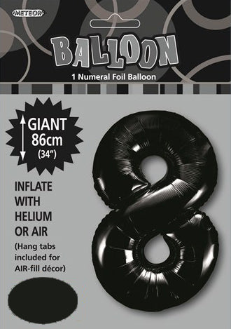 Black Numeral 8 Foil Balloon - 86cm