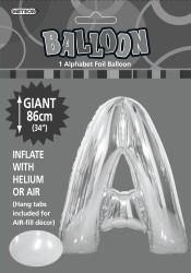 Silver Letter A Foil Balloon - 86cm - The Base Warehouse