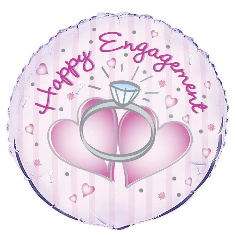 Happy Engagement Heart & Ring Round Foil Balloon - 45cm - The Base Warehouse