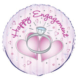 Load image into Gallery viewer, Happy Engagement Heart &amp; Ring Round Foil Balloon - 45cm - The Base Warehouse
