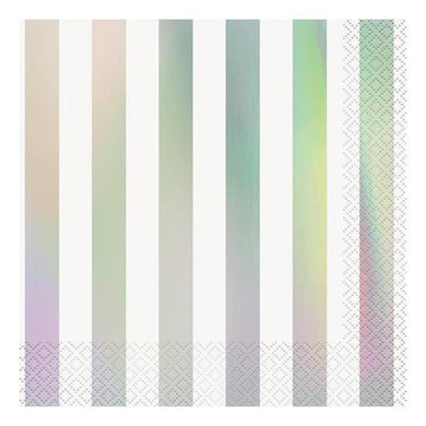 16 Pack Iridescent Foil Striped Lunch Napkins - The Base Warehouse