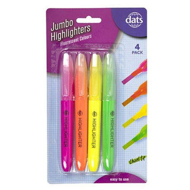 4 Pack Jumbo Fluro Chisel Tip Highlighter Pen - The Base Warehouse