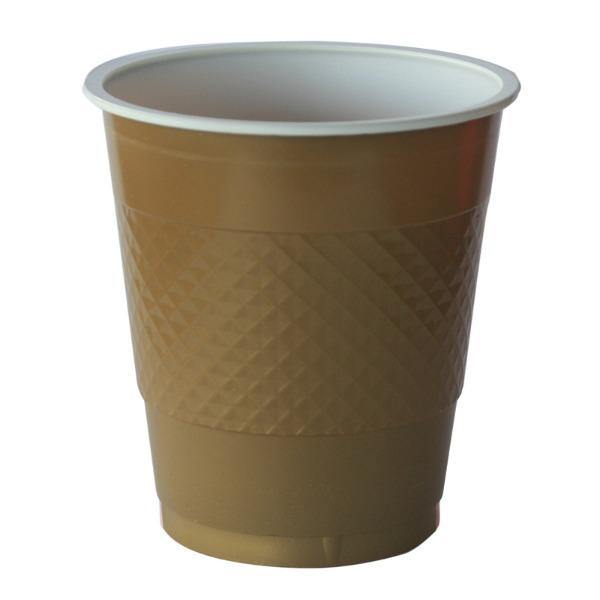 20 Pack Gold Metallic Plastic Cups - The Base Warehouse