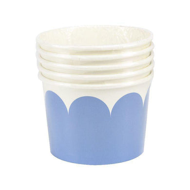 5 Pack Blue Scallop Coloured Paper Bowls - 10.5cm x 7.5cm - The Base Warehouse