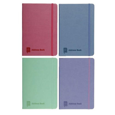 Coloured PU Cover Address Book with Elastic - A5 - The Base Warehouse